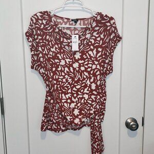 NEW! Express Asymmetrical Top with Side tie, Burnt Orange & White, Small